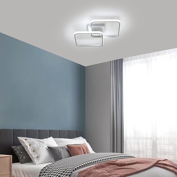 Modern LED Ceiling Light Fixture, 6500K Cool White 50W Square Flush Mount Ceiling Lights for Bedroom, Living Room, Kitchen, Study