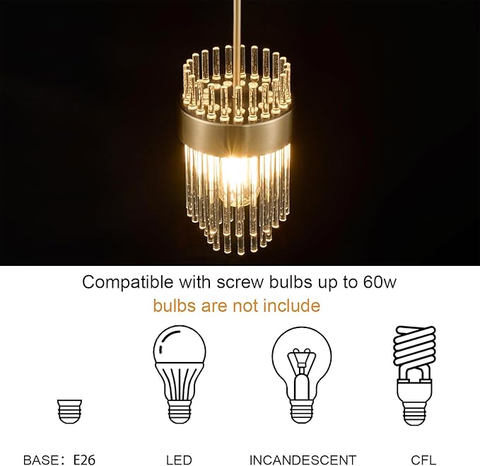 Dijiahua Gold Pendant Lights Kitchen Island 3 Pack,Modern Crystal Pendant Light Fixtures Over Table, Mini Brass Dining Room 1-Light Chandelier,Adjustable Cord Hanging Lamp for Bedroom,Hallway