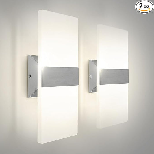 ASD 14 Inch Indoor LED Wall Sconce - 24W 2700K-5000K Dimmable Brushed Nickel Wall Sconce Lights for Living Room, Bedroom, Bathroom, Hallway - Modern Wall Sconces Hardwired, ETL Interior Light Set of 2