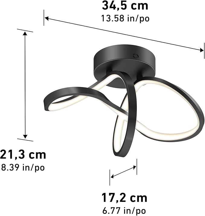ARTIKA Loop 20W Integrated LED Flush Mount Ceiling Light, Black Modern Fixture for Kitchen, Bedroom, Bathroom, Hallway, 1200 Lumens, Adjustable 3000K-5000K