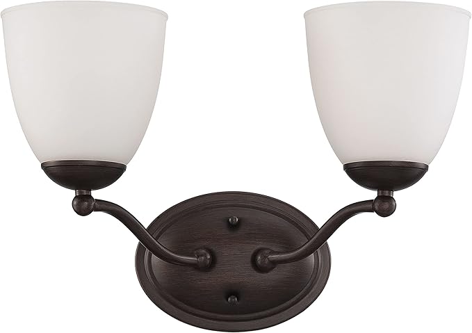 Nuvo Lighting 60/5132 Patton Two Light Vanity 100 Watt A19 Max. CUL Damp Location Frosted Glass Prairie Bronze Fixture