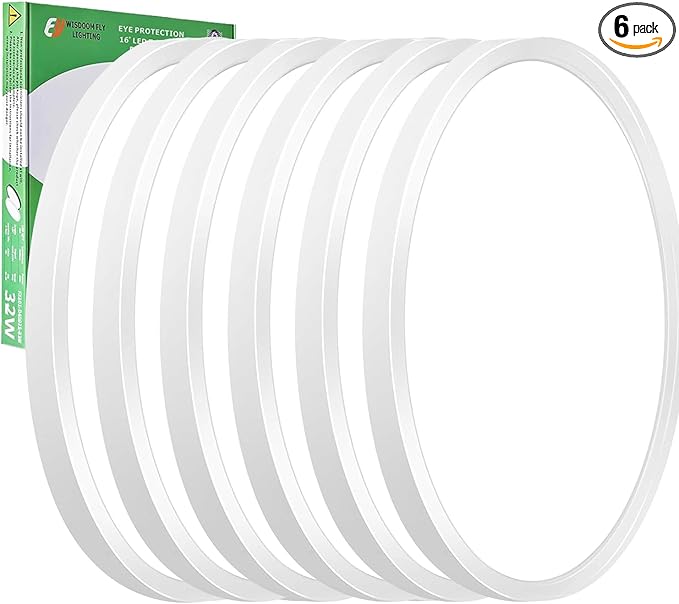 6PK 15.8 Inch LED Flush Mount Ceiling Light, 32W, 3480LM, 3000K/4000K/6000K CCT Selectable, Round Flat Panel Light Low Profile Ceiling Light Fitures for Hallway, Kitchen, Bedroom, Laundry Room, White