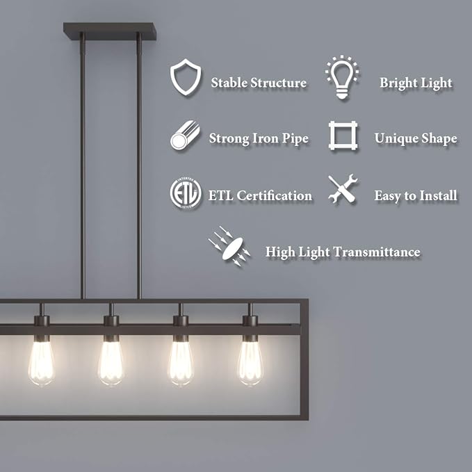 Tangkula 5-Light Island Lighting, Modern Style Domestic Linear Pendant Light Fixture, for Kitchen Dining Room Hallway, Pendant Lamps, Dark Brown Finish