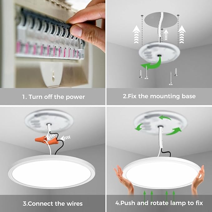 zemty 23 Inch LED Ceiling Light with Night Light 1800K, 50W 5000lm 3000K/4000K/6500K Dimmable Light Fixtures with Remote Control, Low Profile Ceiling Lamp for Bedroom LivingRoom Bathroom Kitchen-White