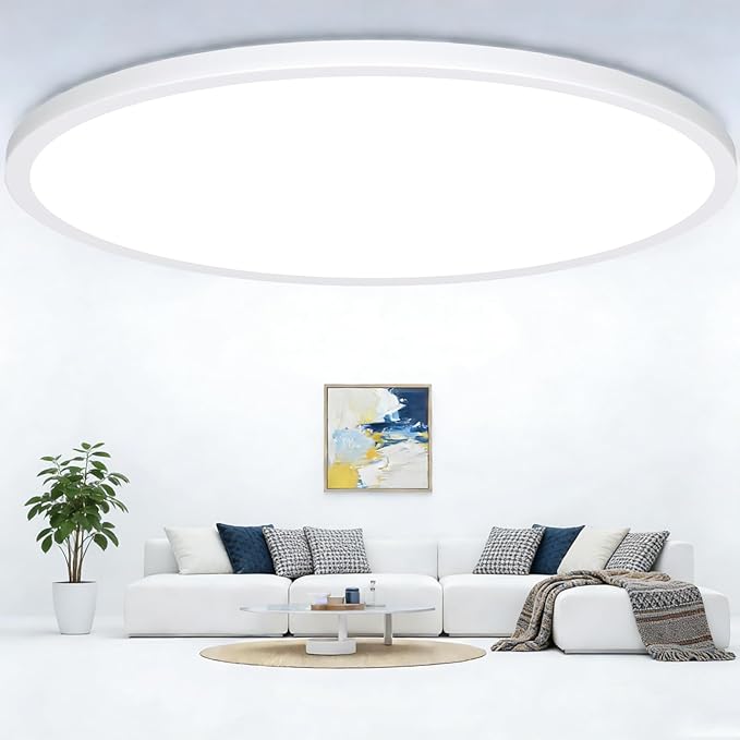 20 Inch Large LED Flush Mount Ceiling Lights, 35W 4200 LM LED Ceiling Light Fixtures, 2700K/3000K/4000K/5000K/6500K Selectable, Ultra Thin White Panel Lights for Bedroom, Kitchen, Bathroom, 1-Pack