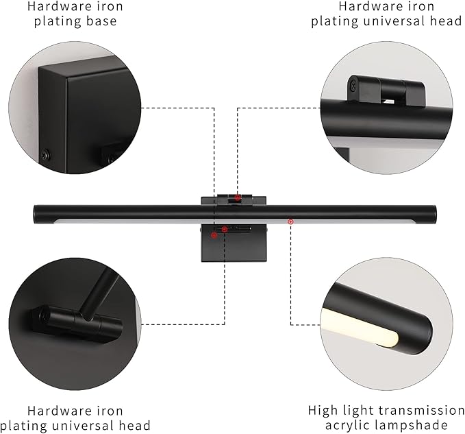 Joosenhouse LED Picture Light Modern Black Art Display Light Artwork Display Light for Paintings 14W (70W Eqv) Hardwired Connection 3000K 24.4 inches