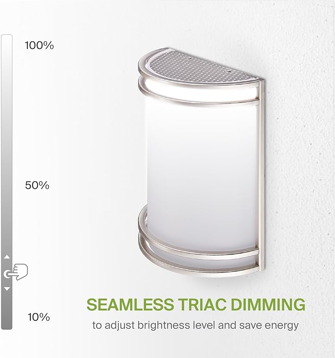ASD LED Indoor Wall Mount Light Fixture - 10 Inch 15W Modern Interior Brushed Nickel Dimmable Wall Sconce Light - ETL 3000K 4000K 5000K Adjustable - Hallway, Bedroom LED Wall Lights