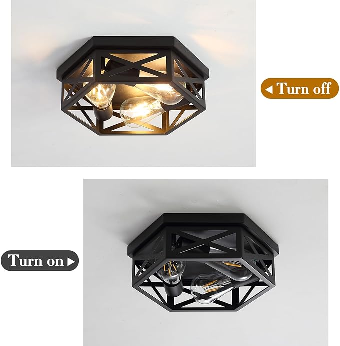 13 inch Black Flush Mount Ceiling Light Fixtures,3-Light Hallway Light Fixtures Ceiling Mount for Kitchen Farmhouse Bedroom 1 Pack