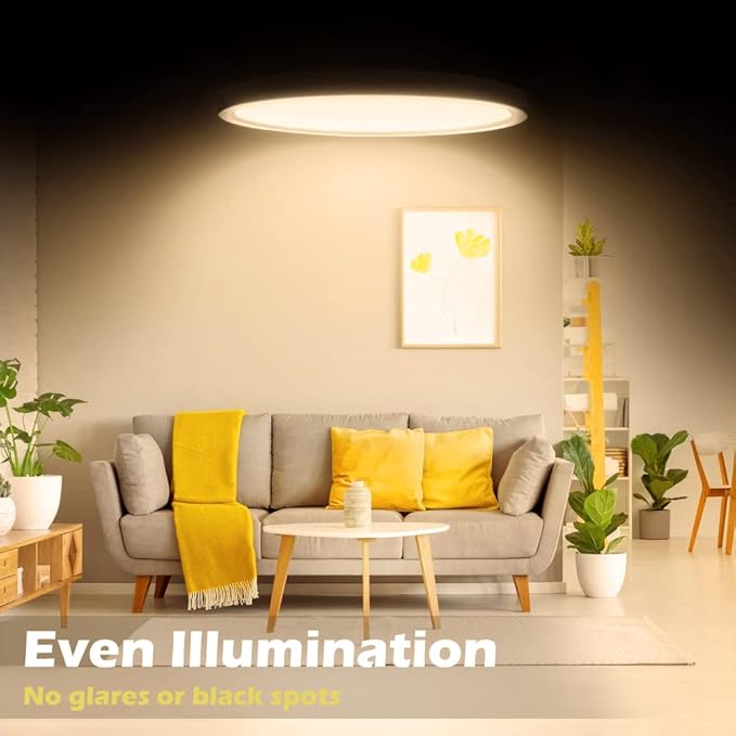 LED Flush Mount Ceiling Light Fixture, 8.9 Inch 18W, 2800K Warm White, Black Flat Modern Round Lighting Fixtures, 1800LM, 180W Equivalent White Ceiling Lamp Lights for Kitchens, Stairwells, Bedrooms