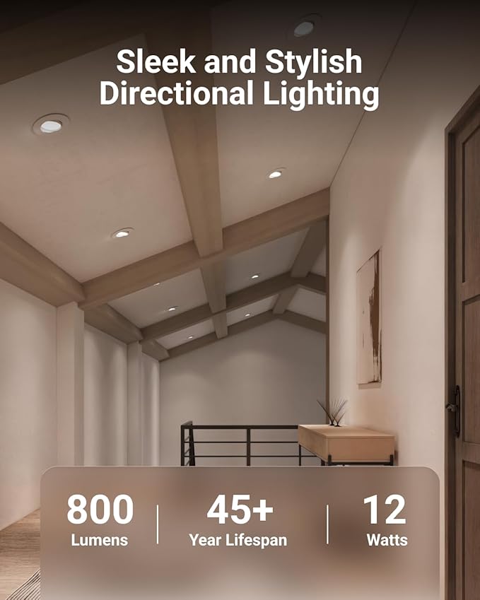 Sunco 8 Pack LED Can Lights Eyeball Retrofit Gimbal 5/6 Inch Recessed Lights, 12W=60W, 5 Colors (2700K/3000K/3500K/4000K/5000K), 800 LM, Directional Angled Trim Adjustable Ceiling Downlight, UL