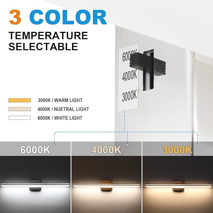 SineRise LED Modern Bathroom Vanity Light Bar (32-Inch, 3000K/4000K/6000K), Chrome Dimmable Modern Acrylic Bathroom Wall Lighting Fixtures Over Mirror