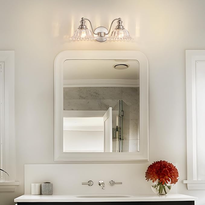 XIEDUN Brushed Nickel 2 Light Vanity Lights Fixture Lights for Bathroom