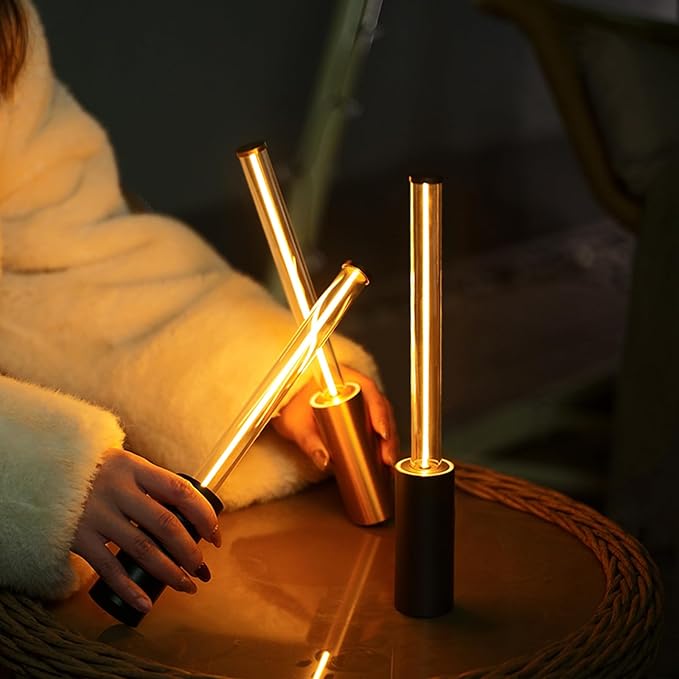 Portable Cordless Lamp, 3-Way Touch USB Rechargeable Battery Operated Table Lamp, Minimalist Small Lamp for Bedside and Kitchen, Ambient Light for Dining and Bar, Gold