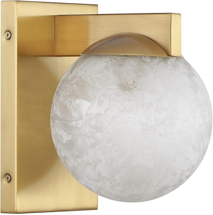 Savoy House 9-1017-1-322 Darien Contemporary Ice Glass Wall Sconce, 1-Light 60 Watt, 8" H x 6" W, Warm Brass