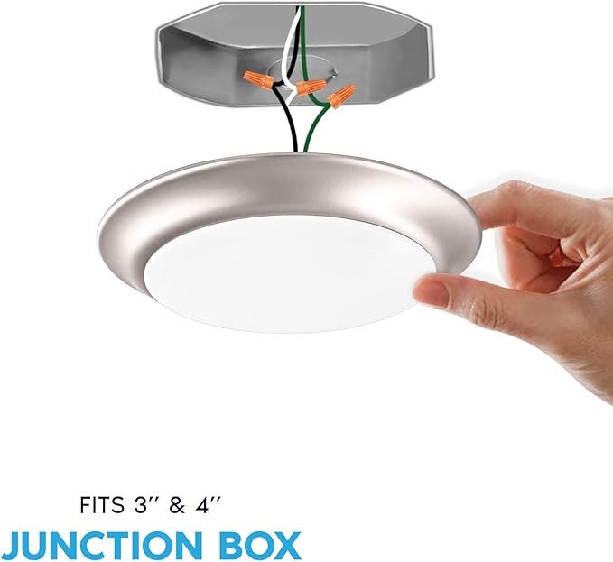 LUXRITE 6 Inch LED Disk Lights, Dimmable Flush Mount Ceiling Light, 5CCT Selectable 2700K 3000K 3500K 4000K 5000K, 12.5W, 1000LM (Brushed Nickel, 4 Count (Pack of 1))