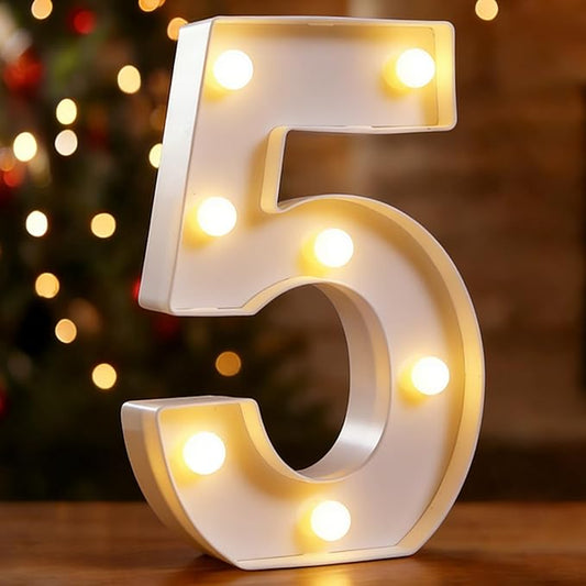 LED Marquee Numbers, Small Light Up Numbers for Party, 8.58 Inch Battery Powered Lighted Number for Birthday, Night Light, Table or Home Decor (Number 5)