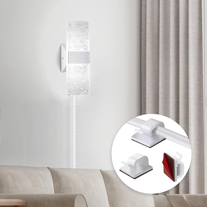 GOODATE Plug in Wall Sconces with Adjustable 3000K-6500K Colors & 10%-100% Brightness, Sconces Wall Decor Set of 2 with Remote Control, 12W Acrylic LED Plug in Wall Light (2 Pack, Corrugated Finish)