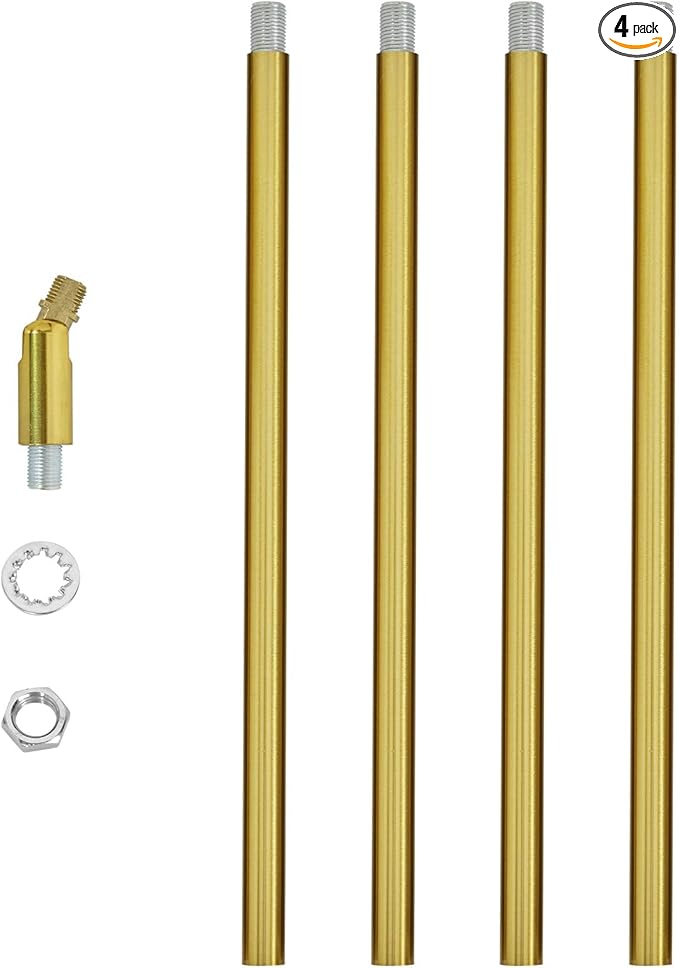 M10 Threaded Extension Rod with Sloped Ceiling Adapter Kits for Pendant Light, Island Lighting, Brass