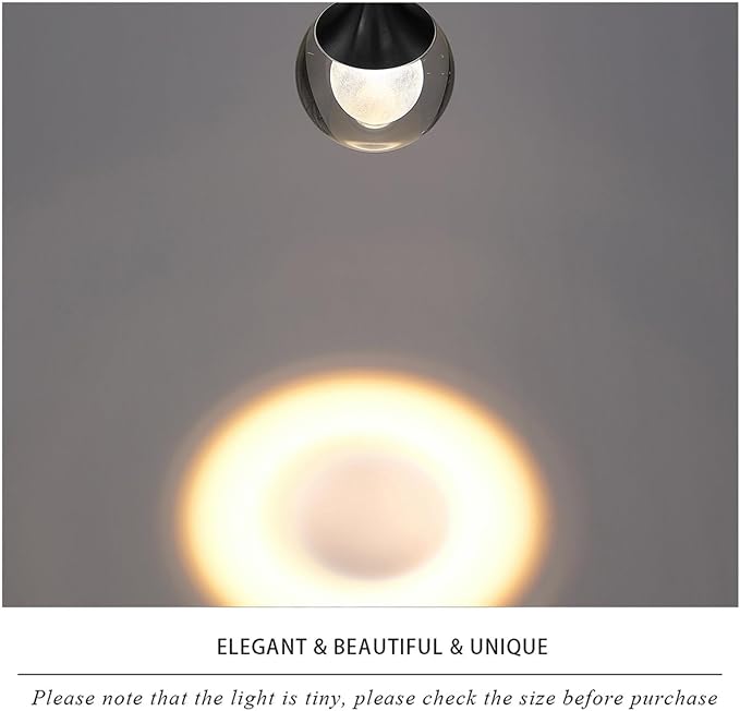 JoollySun Crystal LED Pendant Light: Black Modern Mini Light Fixtures Ceiling Hanging for Kitchen Island Bathroom
