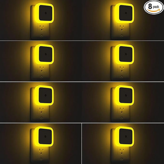 Sujeet Night Light, Night Lights Plug into Wall 8-Pack, Nightlight Plug in Night Light, Dusk to Dawn Night Lamp Led (Amber)