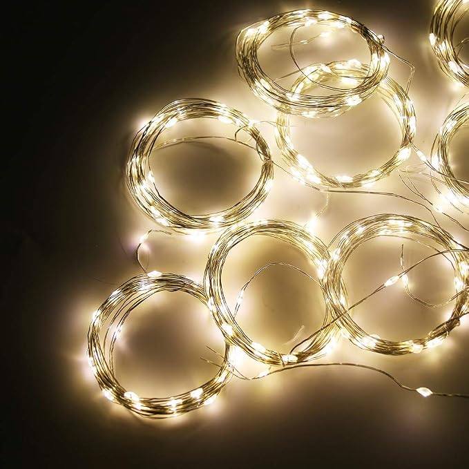 Curtain Lights 300 LED String Lights, Window Hanging Lights USB Powered 8 Lighting Modes & Timer Remote Dimmable Copper Lights for Bedroom, Home, Party, Wall Decor-9.8ft x 9.8ft(Warm White)