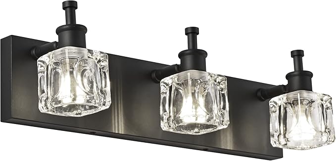 PRESDE Black Crystal Bathroom Lights Fixtures Over Mirror Modern 3 Light Vanity Lighting Bathroom Wall Light Fixtures