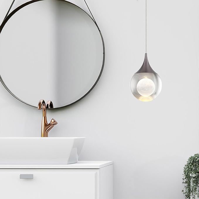 JoollySun Crystal Mini Pendant Light: Modern LED Light Fixtures Ceiling Hanging for Kitchen Island Bathroom