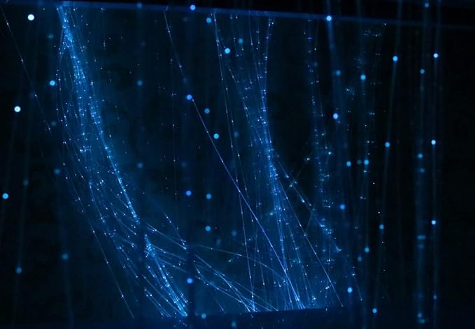 AKEPO 16W Twinkle RGBW Fiber Optic Curtain Lights, for Home Kids Room Decoration Waterfall Curtain Light with Flash Point Fiber Optical Cables 300pcs*0.04in/1.0mm*9.8ft/3m