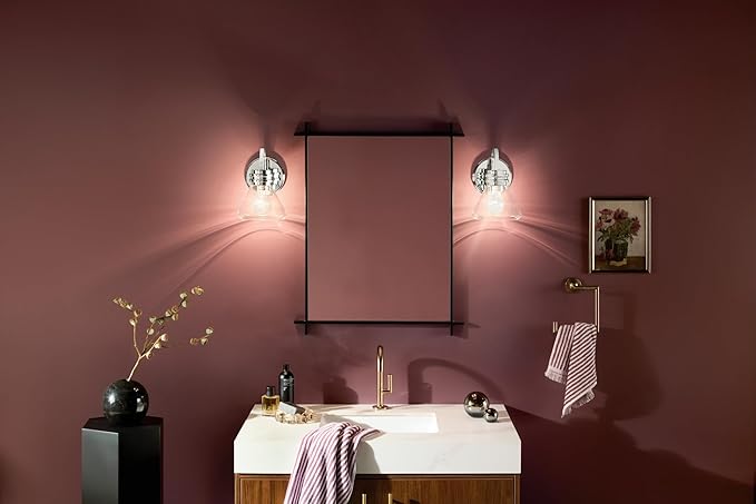 Kichler Farum 7.25" 1-Light Wall Sconce with Clear Glass in Chrome for Bathroom Vanity Light, Kitchen, Bedroom, Hallway, or Fireplace (7.25" W x 9.5" H) 55153CHCLR