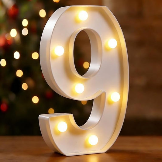 LED Marquee Numbers, Small Light Up Numbers for Party, 8.58 Inch Battery Powered Lighted Number for Birthday, Night Light, Table or Home Decor (Number 9)