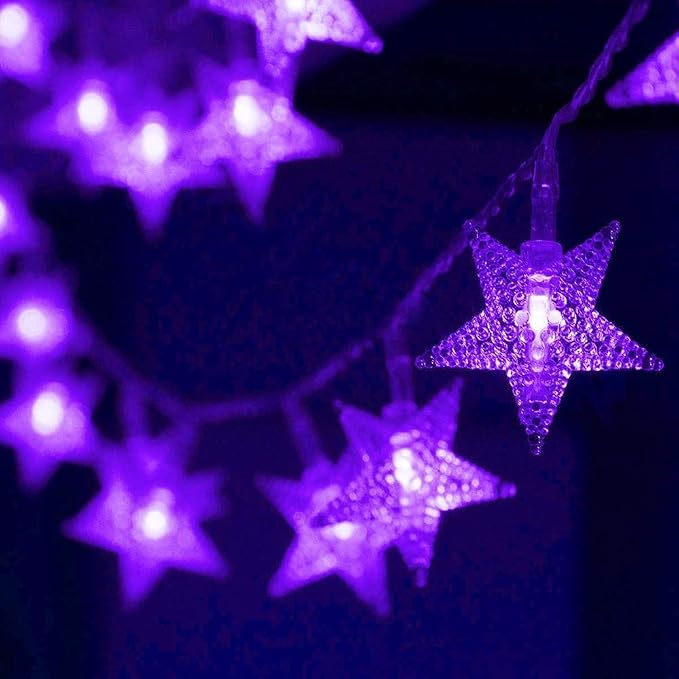 ITICdecor Star Lights 15 FT 30 LED Battery Operated Indoor & Outdoor Twinkle Fairy String Lights for Xmas Tree (Purple)