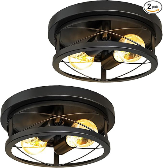 Sunco Farmhouse Ceiling Light Fixtures, Rustic Ceiling Light Fixture for Foyer, Bedroom, Hallway, Kitchen, Living Room, Den, 11 Inch Diameter, E26 Medium Base, Max 100W 2 Pack