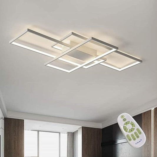 Modern LED Ceiling Light 41" Dimmable White Ceiling Light Fixture with Remote Control Square 65W 3000K-6500K Ceiling Lamp for Kitchen, Living Room, Bedroom