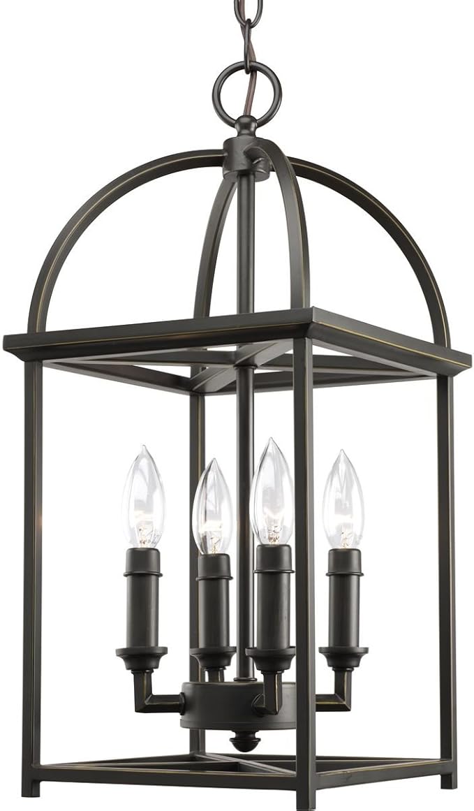 Progress Lighting Piedmont Collection Four-Light Cage Entry Light, Antique Bronze 13-3/8-Inch Width x 20-3/8-Inch Height