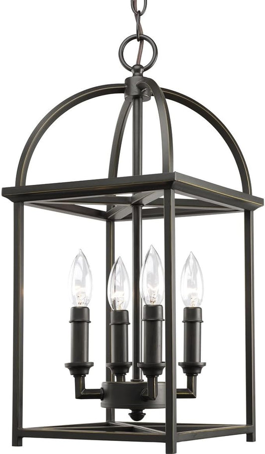 Progress Lighting Piedmont Collection Four-Light Cage Entry Light, Antique Bronze 13-3/8-Inch Width x 20-3/8-Inch Height