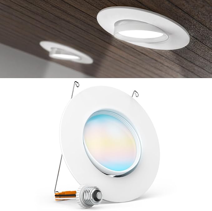 Sunco 5/6 Inch LED Can Lights Retrofit Recessed Lighting, Gimbal Downlight Adjustable, 800 LM, 12W=60W, Selectable CCT 2700K/3000K/3500K/4000K/5000K, Dimmable, Damp Rated UL.