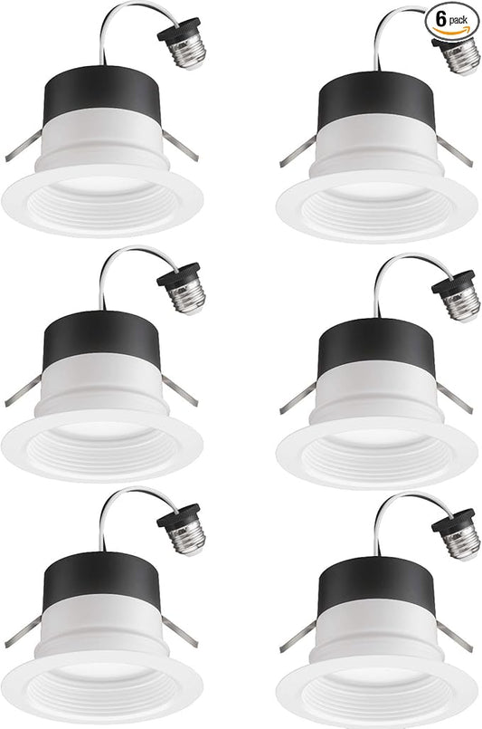 Juno 4BEMW SWW5 90CRI CP6 M2 E-Series LED Recessed Downlighting, Baffle Trim, 4-Inch (6-Pack), White