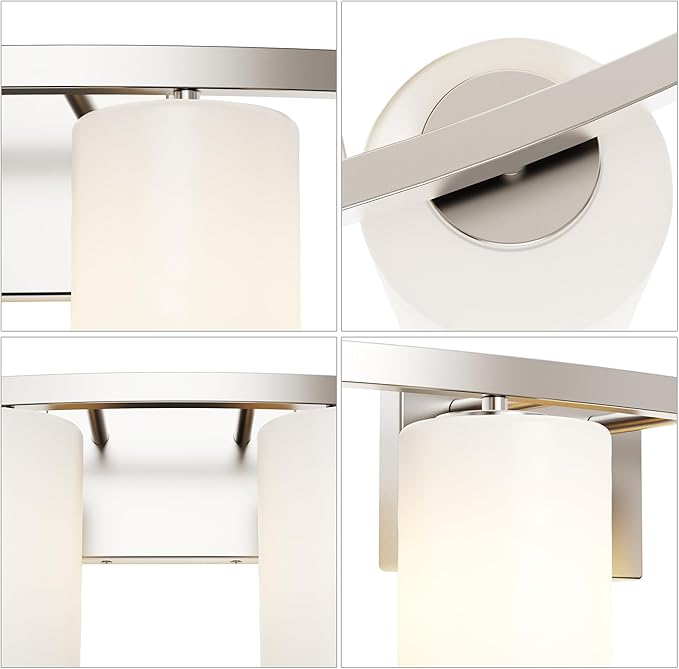 Tawson Talos 2-Light Wall Sconce Vanity in Brushed Nickel with Satin Etched Glass Shade for Hallway, Entryway, Passway, Dining Room, Bathroom, Garage, Kitchen, Balcony, Living Room