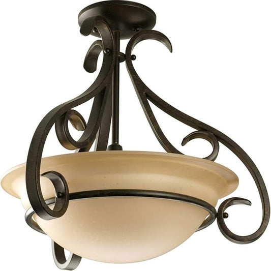 Progress Lighting 3-Light Foyer Pendant, Torino Collection, Indoor, P3843-77, Forged Bronze