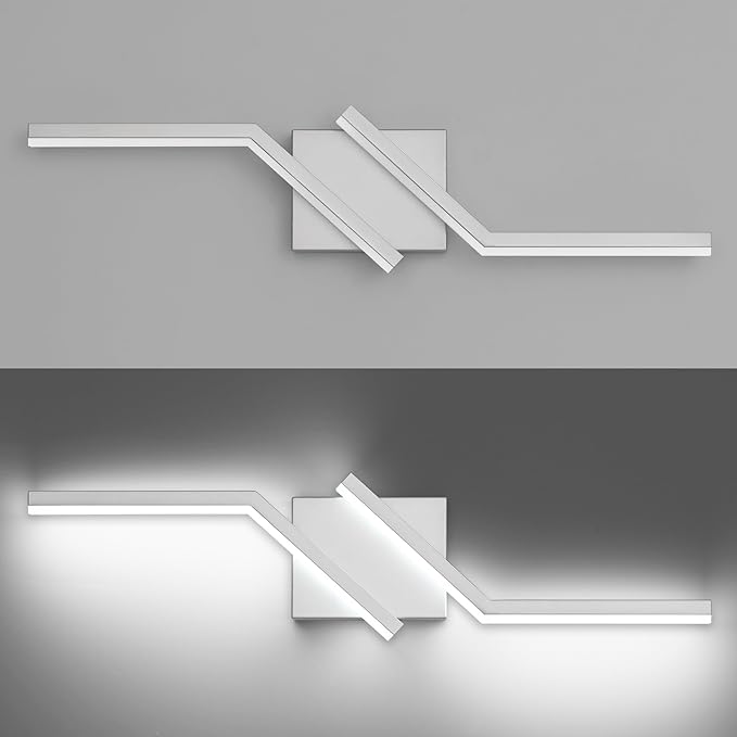 ZUZITO 24 inch Nickel Vanity Lights for Bathroom Vanity Light Modern Dimmable Bathroom LED Light Fixtures Over Mirror 6000K Cool White