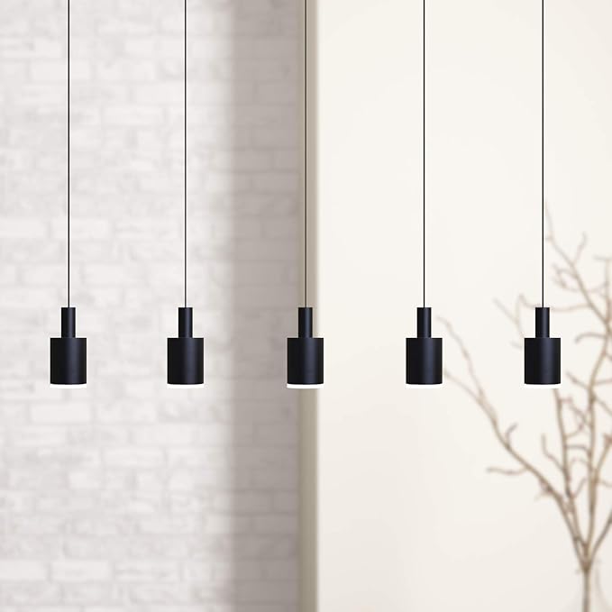 Virgo 5 Mini Pendant Lighting Black - LED Hanging Light Fixture for Kitchen Island, Bar, Foyer - Cluster Pendants - Dimmable, Adjustable Wire, Lamp Bulb Included