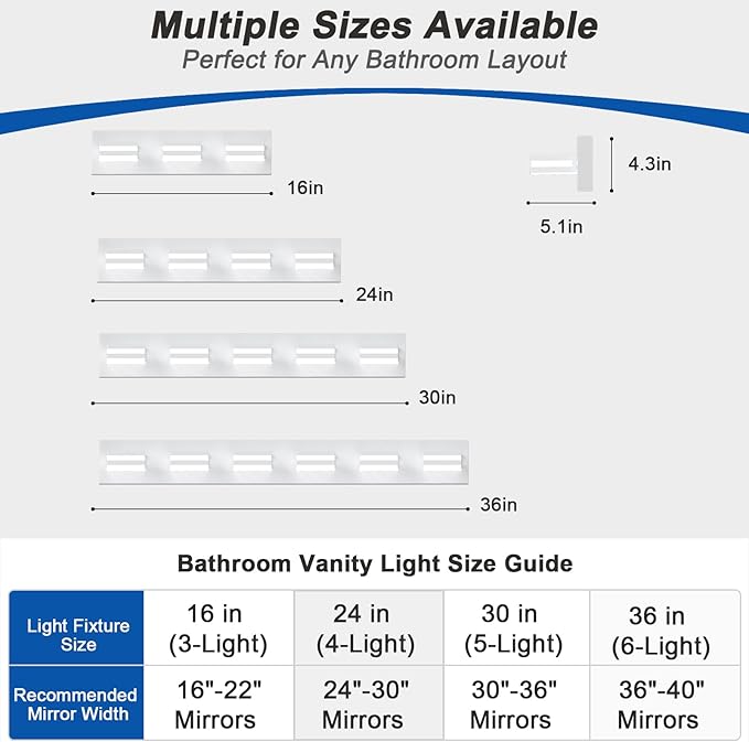 IZORRO LED Modern Bathroom Lights Fixtures(3-Light,Dimmable,360°Rotate),Matte White Acrylic Wall Lighting,Vanity Lights for Bathroom Over Mirror - 6000k 16In （No Assembly Required）