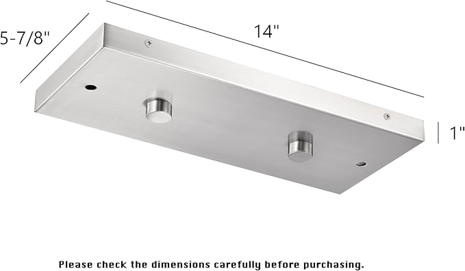 Two Pendant Light Linear Canopy Accessory Light Kit, 14 inch Flush Mount Cluster Canopy, Hanging 2 Lights with One Outlet Box for Kitchen Island, Mounting Hardware Included, Brushed Nickel…