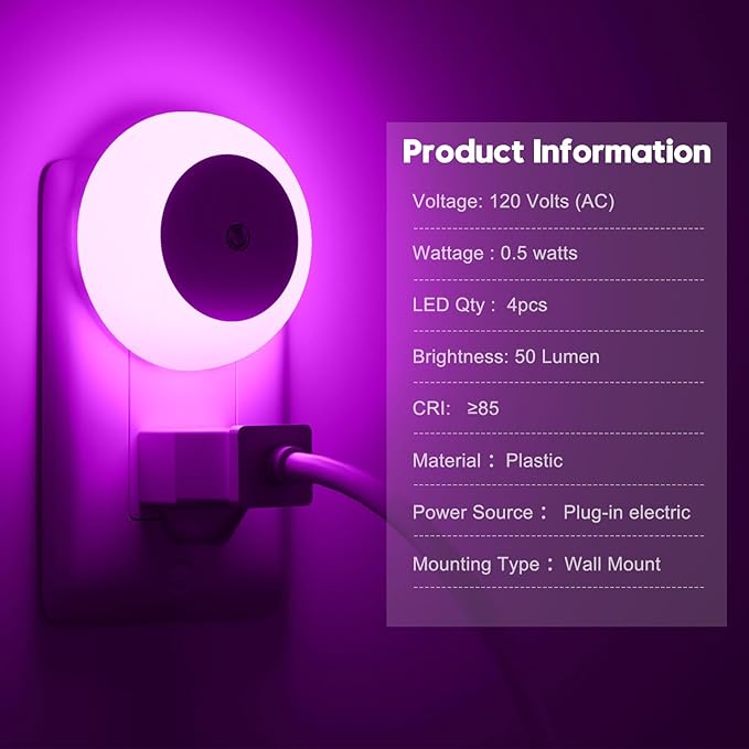 fesnne Night Light, Night Lights Plug into Wall, Dusk to Dawn Sensor, Pink Led Night Light 0.5W, 2 Pack Nightlight for Adults, Bedroom, Bathroom, Hallway, Kitchen