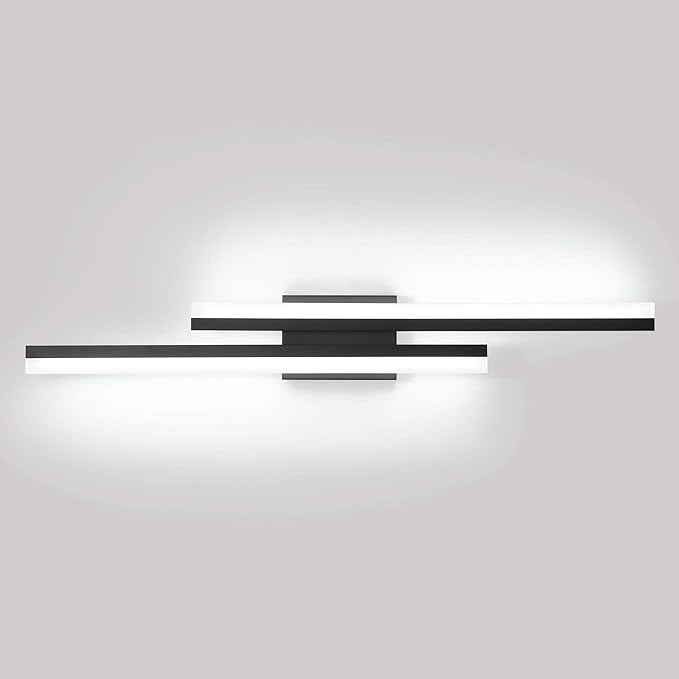 PRESDE LED Bathroom Vanity Light 32inch Bathroom Light Fixtures Over Mirror Black Modern Bath Vanity Lighting Bar Dimmable