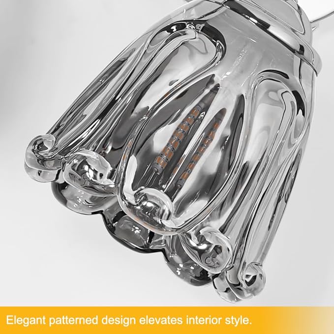 Daunton Vintage 3 Light Vanity Light, Chrome Bathroom Vanity Light, Bathroom Light Fixtures with Smokegray Glass Shade, Antique Vanity Light Fixtures Over Mirror, Wall Sconce for Bedroom, Living Room
