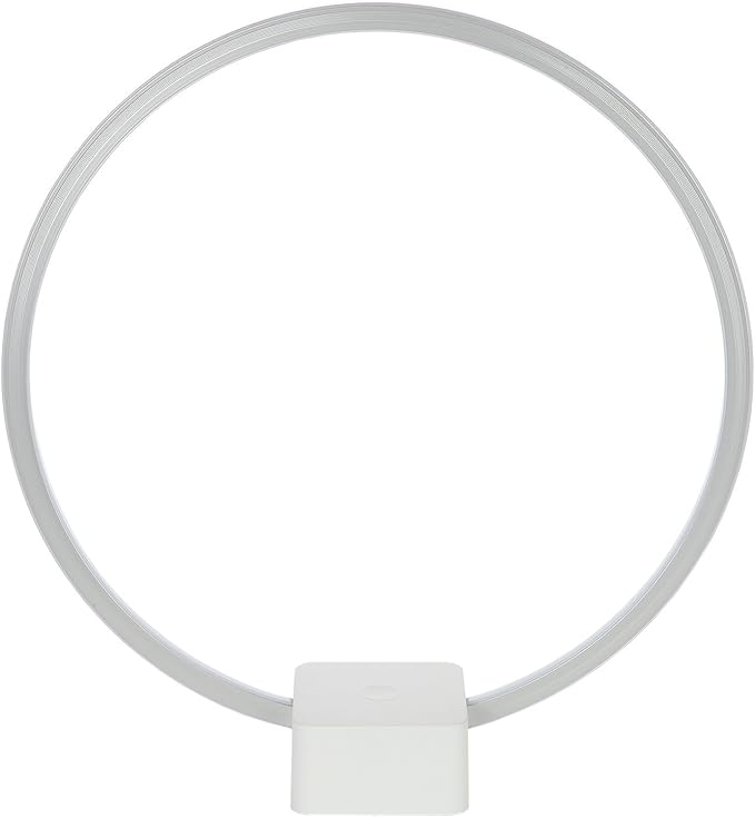 Brightech Circle LED Nightstand Lamp with USB Port – Compact Bed Stand Lamp for Bedroom, Living Room - Modern Asian Table & Desk Lamp on Side & End Tables - White