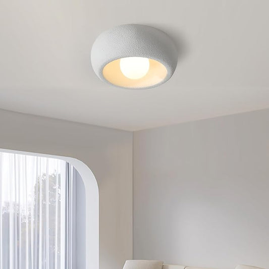 JAYMP Modern Ceiling Light for Dining Room Kitchen Island Hallway G9 Base Japanese Wabi-Sabi Style Round Lighting Fixture (Matte White, 30cm/11.8inch)