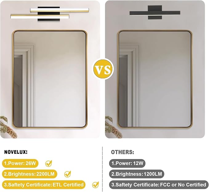 Bathroom Light Fixtures Over Mirror: 24 Inch Retractable Modern LED Bathroom Vanity Light ETL Certified 5CCT Optional 2700K-5700K 25W Vanity Light Bar Dimmable - Wall Light Fixtures, Golden 1 Pack