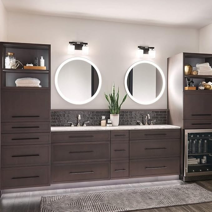 Kichler Marette 13.5" 2 Light Vanity Light with Satin Etched Cased Opal Glass in Black